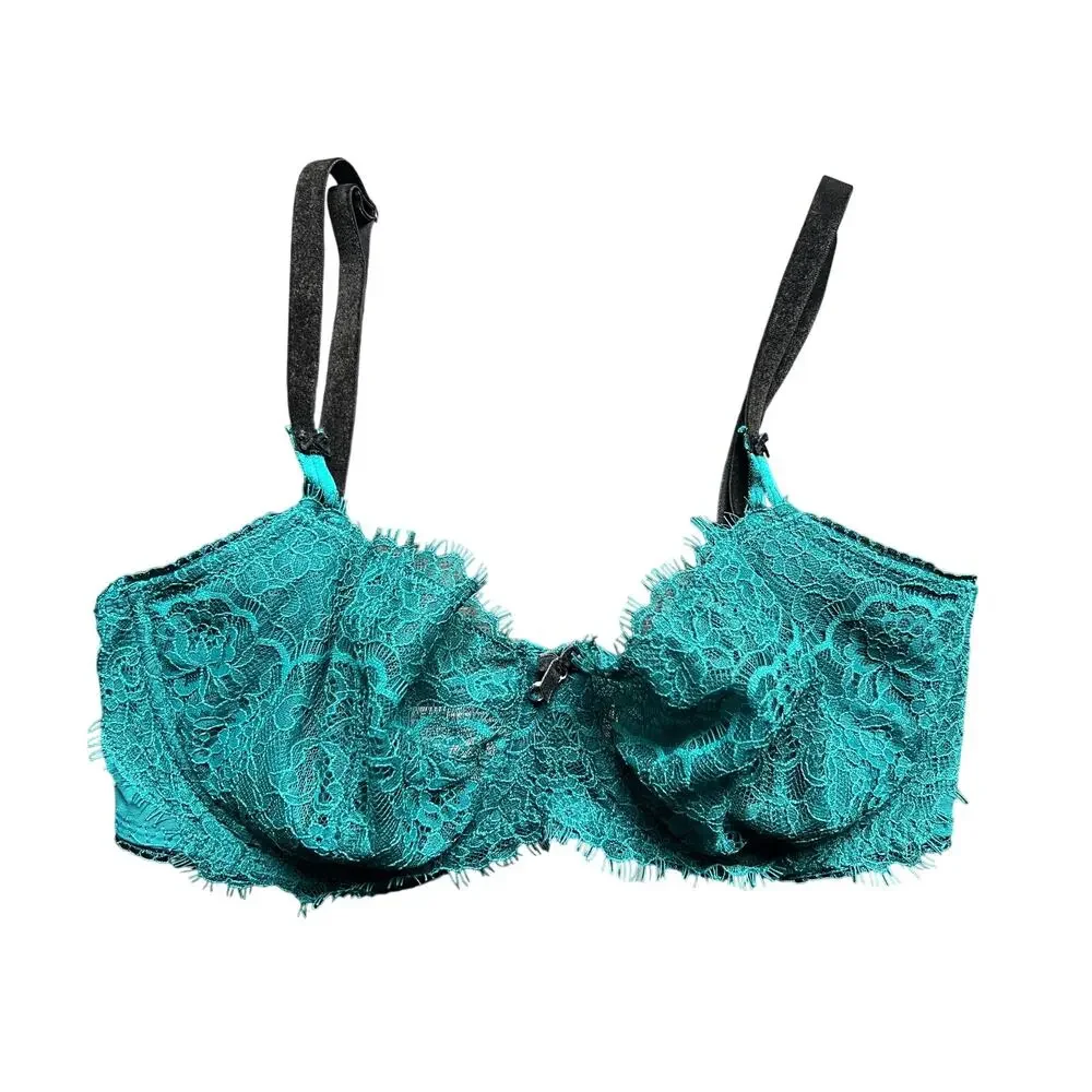 Victoria's Secret Dream Angels Lace Push Up Unlined Bra WICKED GREEN 34DD